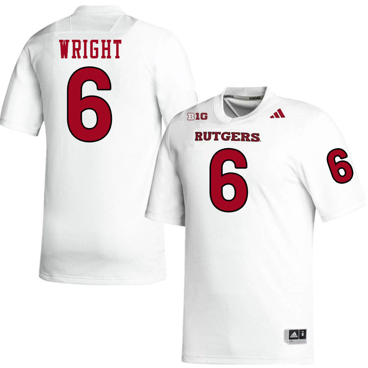 Rutgers Scarlet Knights #6 Abram Wright College Football Jerseys Stitched-White